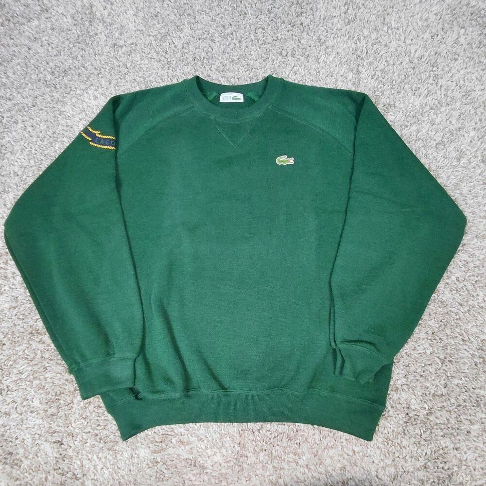 Vintage Lacoste Chemise Sweater Mens 5 Green Wool Blend Crew Neck 80s 90s